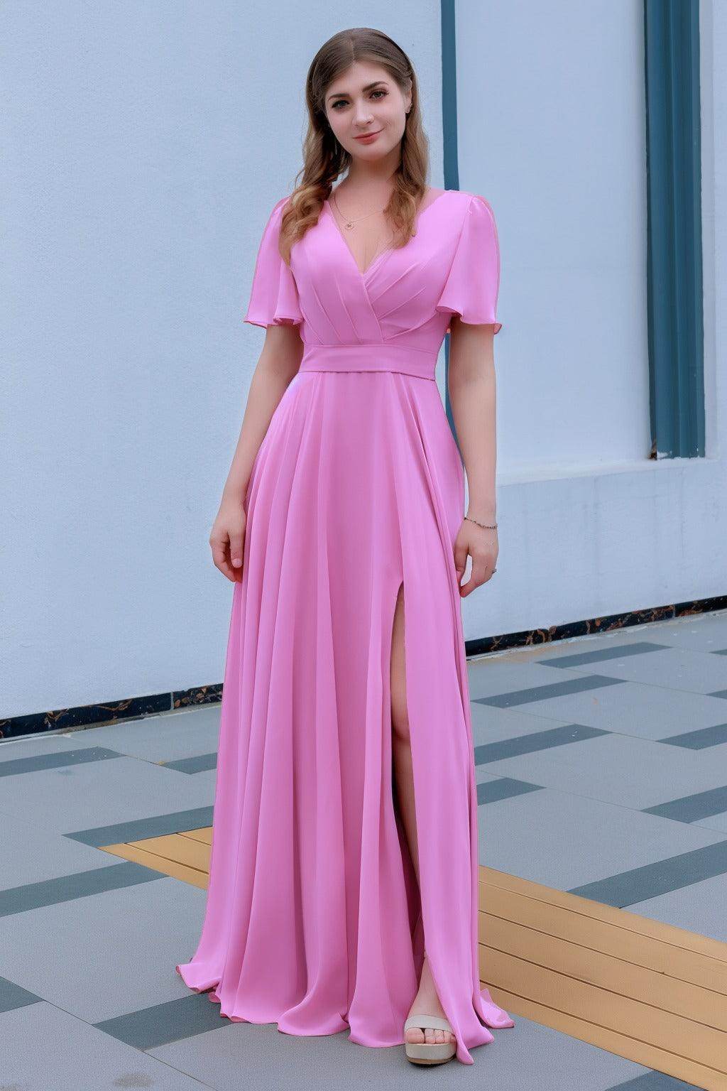 A-Line Floor Length Chiffon Bridesmaid Dress CB0719 - COCOMELODY